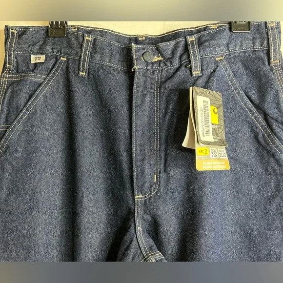 Carhartt Flame Resistant Denim Dungarees 2 Piece Bundle Size 33x36